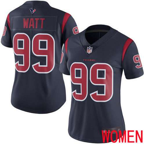 Houston Texans Limited Navy Blue Women J J  Watt Jersey NFL Football #99 Rush Vapor Untouchable